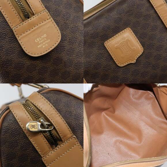 CELINE Macadam Canvas Hand Bag Pvc Leather Brown Gold - Picture 11 of 12
